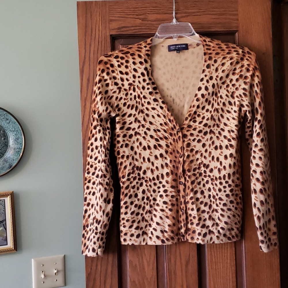 JNY  Leopard Cardigan Sweater